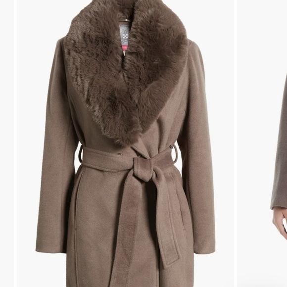 Luxurious Brown Faux Fur Collar Coat Vince Camuto OLIVE NWT M - Picture 14 of 14